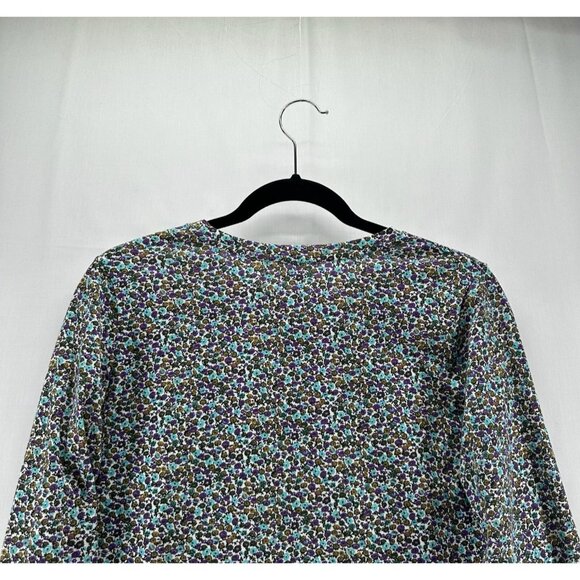Lands End Top Women S Relaxed Fit Supima Crew Neck Long Sleeve Floral Multicolor - Picture 5 of 11